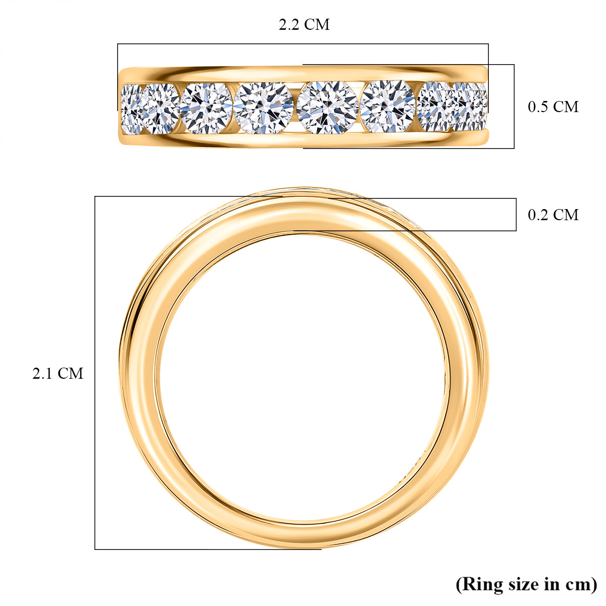 LUXURIANT 1.5 Ct. Lab Grown Diamond Half Eternity Band Ring in 18K Vermeil Yellow Gold Plated Sterling Silver (SI-G/H) 8068813 6