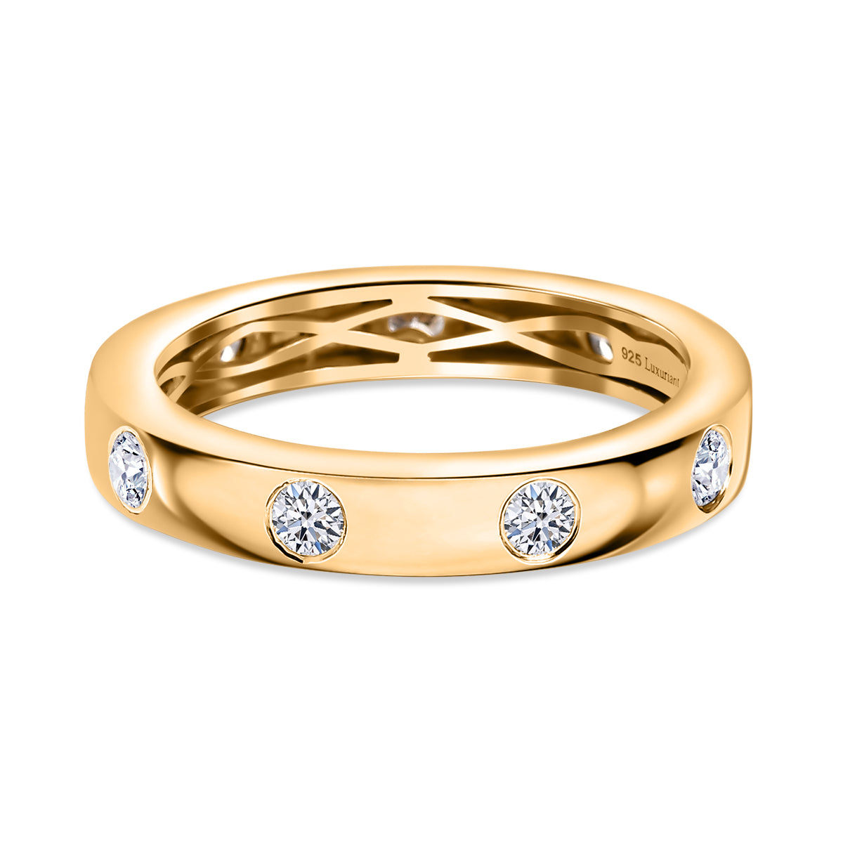 LUXURIANT Lab Grown Diamond (SI G/H) Band Ring in 18K Vermeil Yellow Gold Plated Sterling Silver 0.52 Ct. 8069112 0