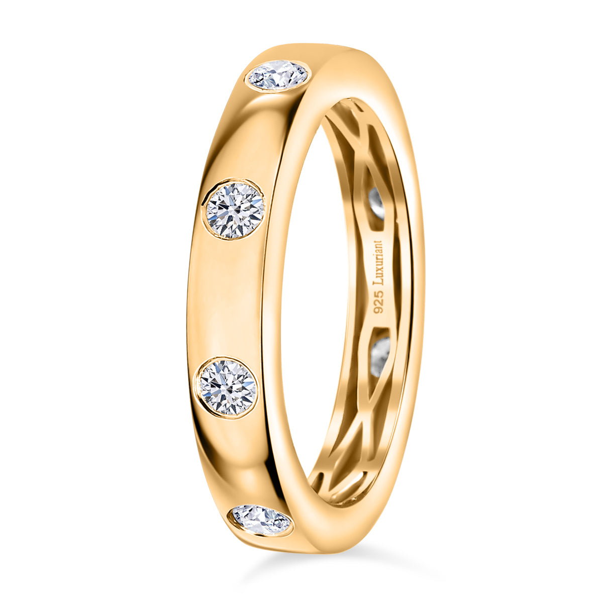 LUXURIANT Lab Grown Diamond (SI G/H) Band Ring in 18K Vermeil Yellow Gold Plated Sterling Silver 0.52 Ct. 8069112 4