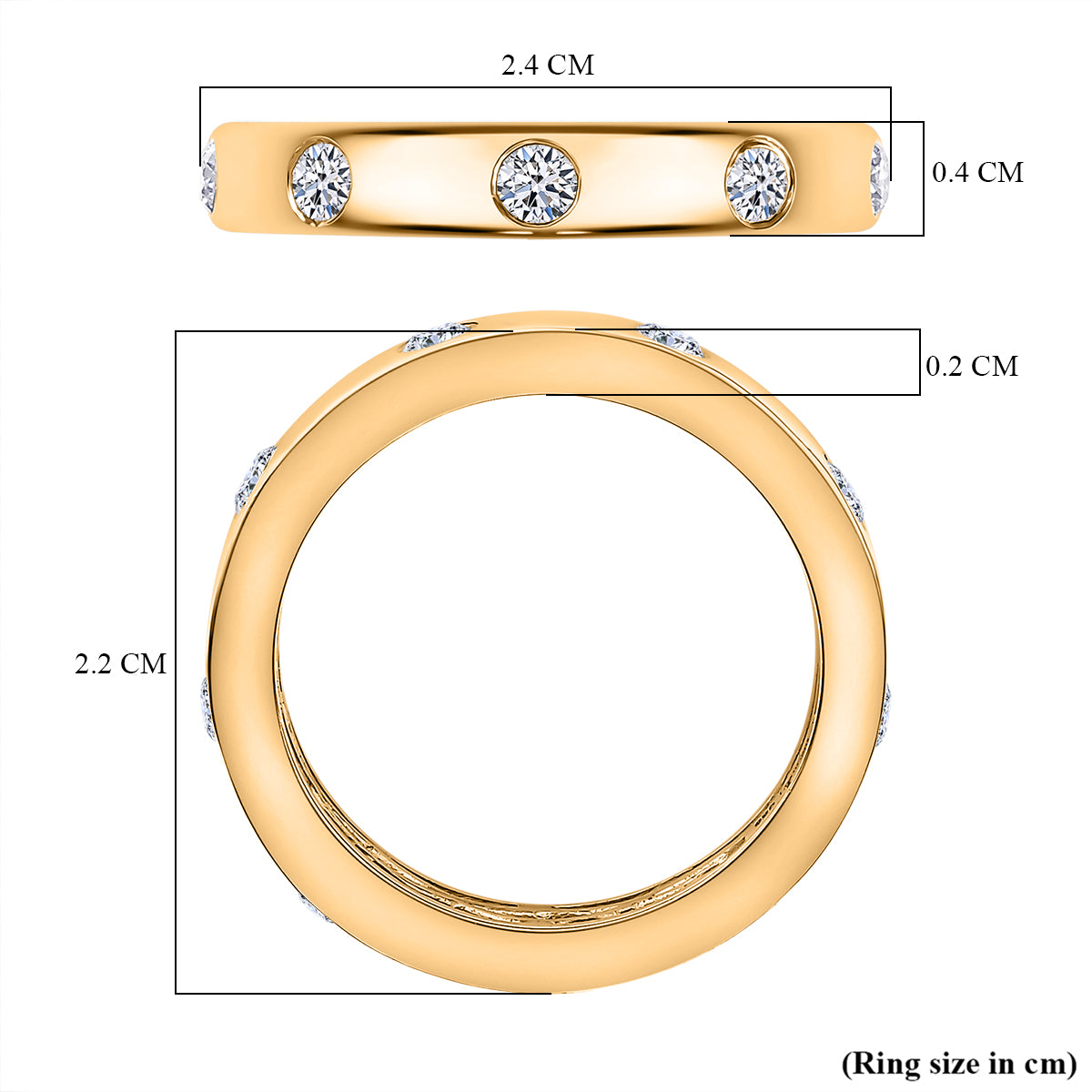 LUXURIANT Lab Grown Diamond (SI G/H) Band Ring in 18K Vermeil Yellow Gold Plated Sterling Silver 0.52 Ct. 8069112 6