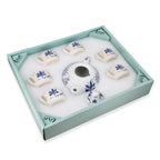 7-Piece Hand-Painted Ceramic Set - 1 Tea/Coffee Pot & 6 Cups in Display Box - Blue_8070437_5