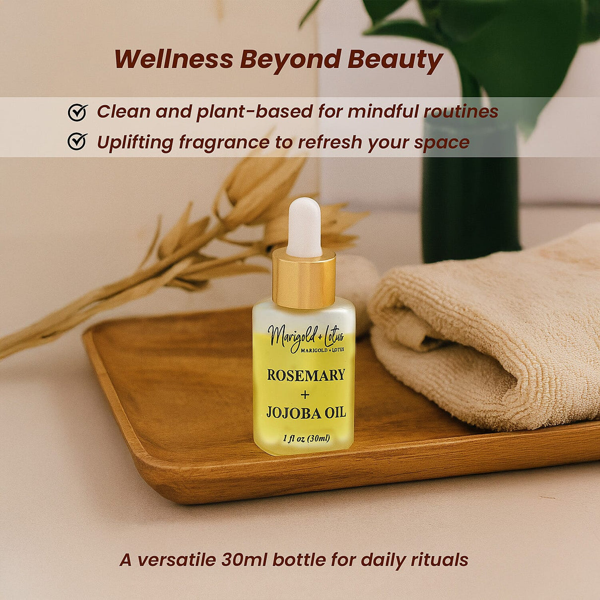 Marigold and Lotus Rosemary Oil 100% Pure - 30ml 8071878 5