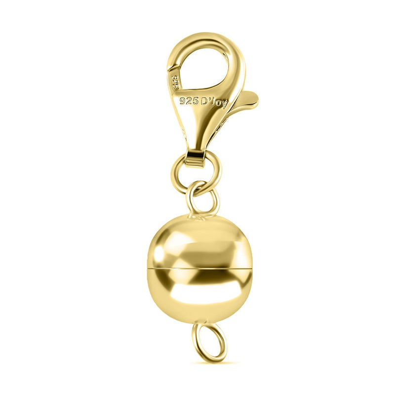 Round Shape Magnetic Lock with Lobster Clasp in Yellow Gold Plated Sterling Silver_8071901