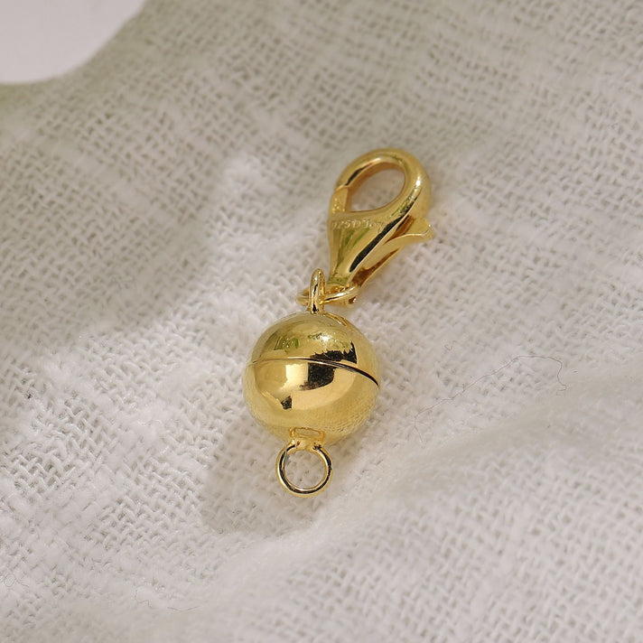 Round Shape Magnetic Lock with Lobster Clasp in Yellow Gold Plated Sterling Silver 8071901 2