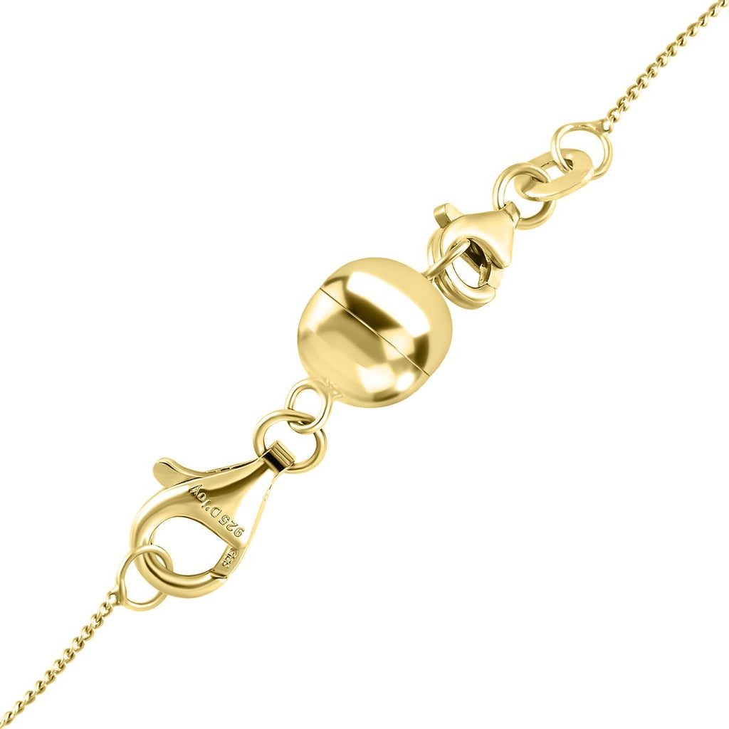 Round Shape Magnetic Lock with Lobster Clasp in Yellow Gold Plated Sterling Silver_8071901_3