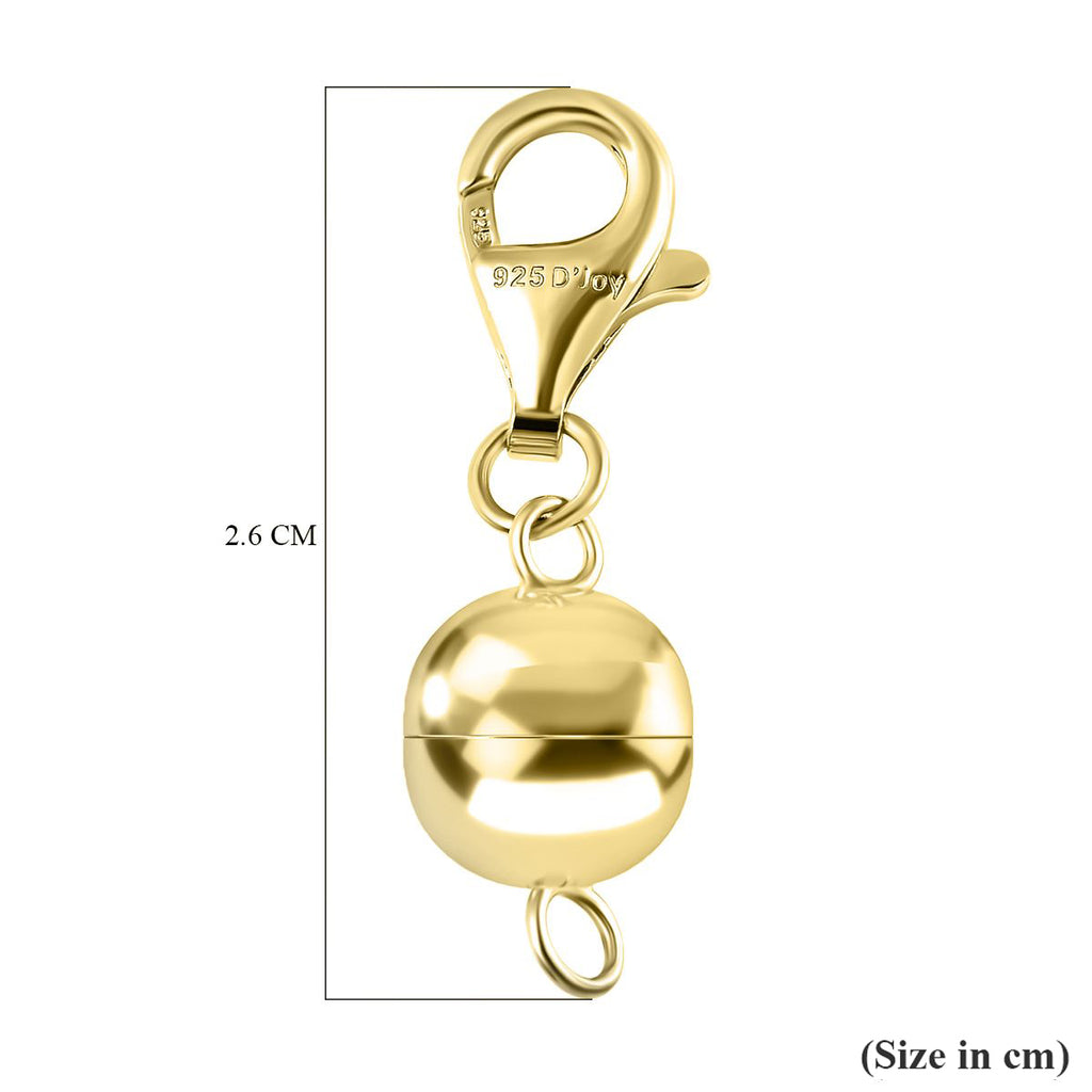 Round Shape Magnetic Lock with Lobster Clasp in Yellow Gold Plated Sterling Silver_8071901_4