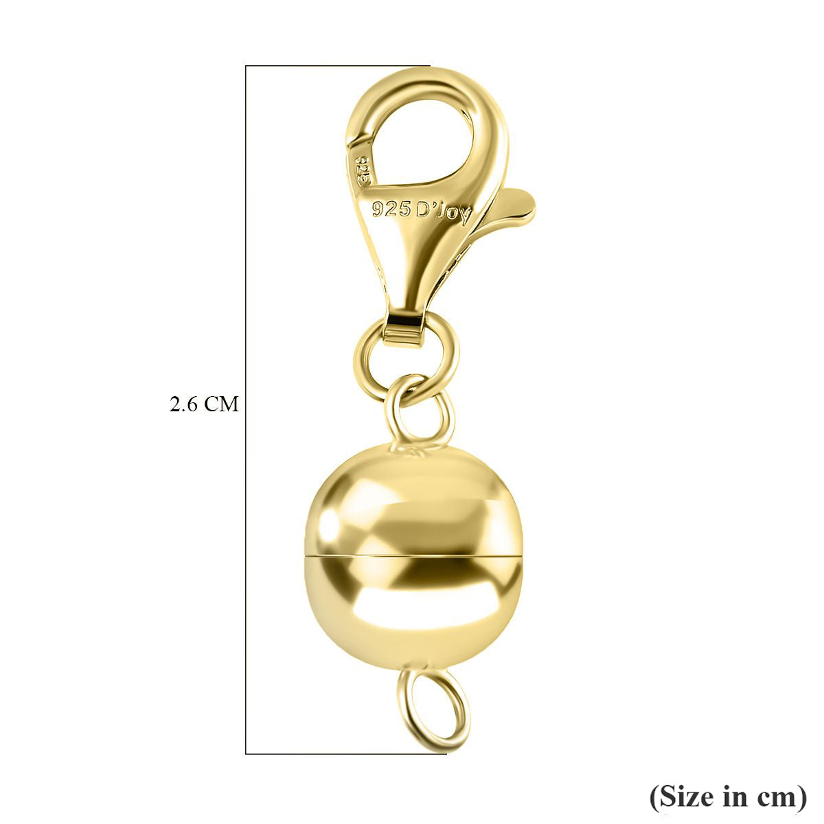 Round Shape Magnetic Lock with Lobster Clasp in Yellow Gold Plated Sterling Silver 8071901 5
