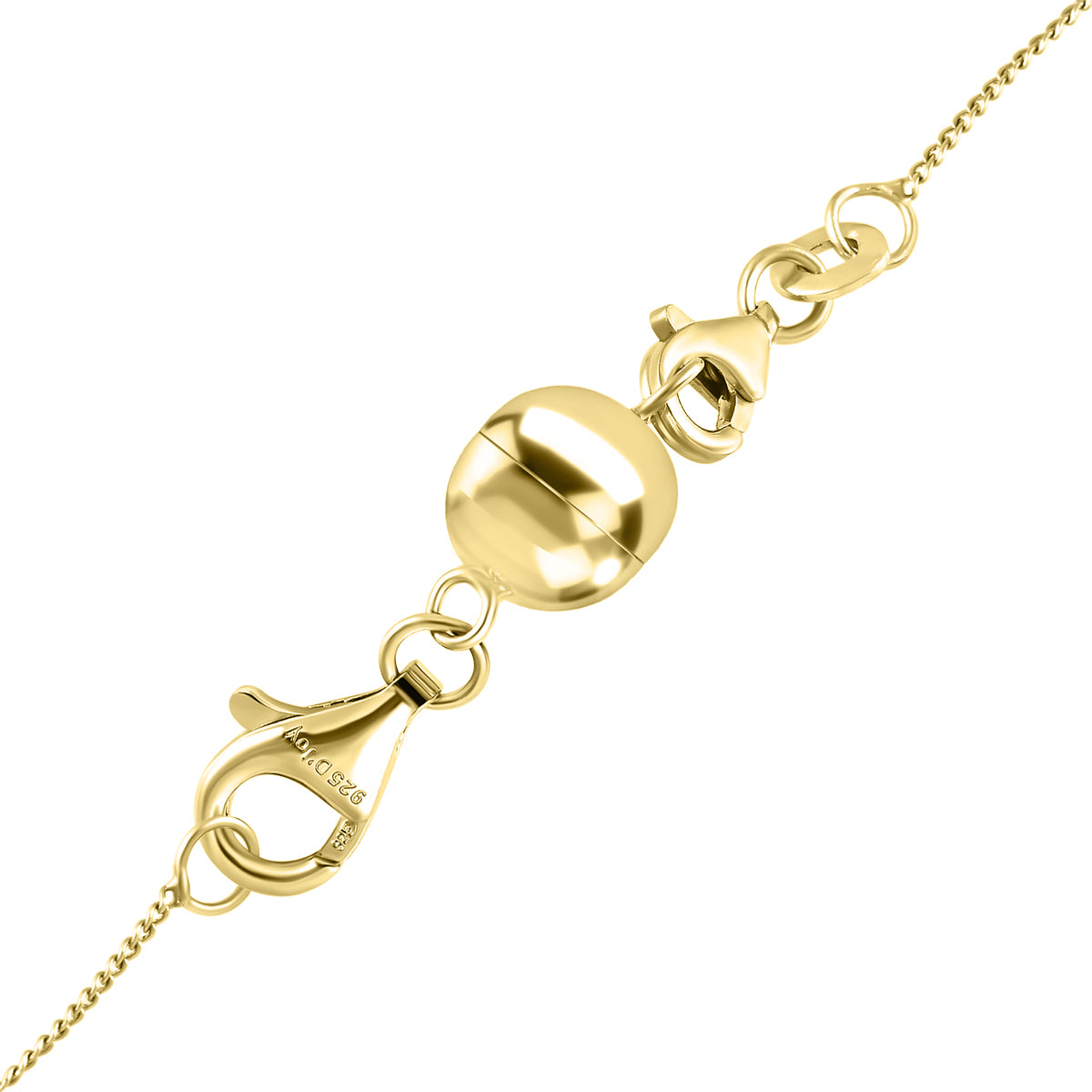 Round Shape Magnetic Lock with Lobster Clasp in Yellow Gold Plated Sterling Silver 8071901 7