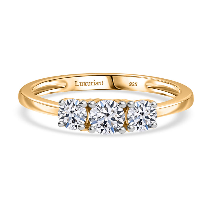 Luxuriant Diamond - Lab Grown Diamond SI/GH Trilogy Ring in 18K Vermeil Yellow Gold Plated Sterling Silver 0.5 Ct. 8071972 1