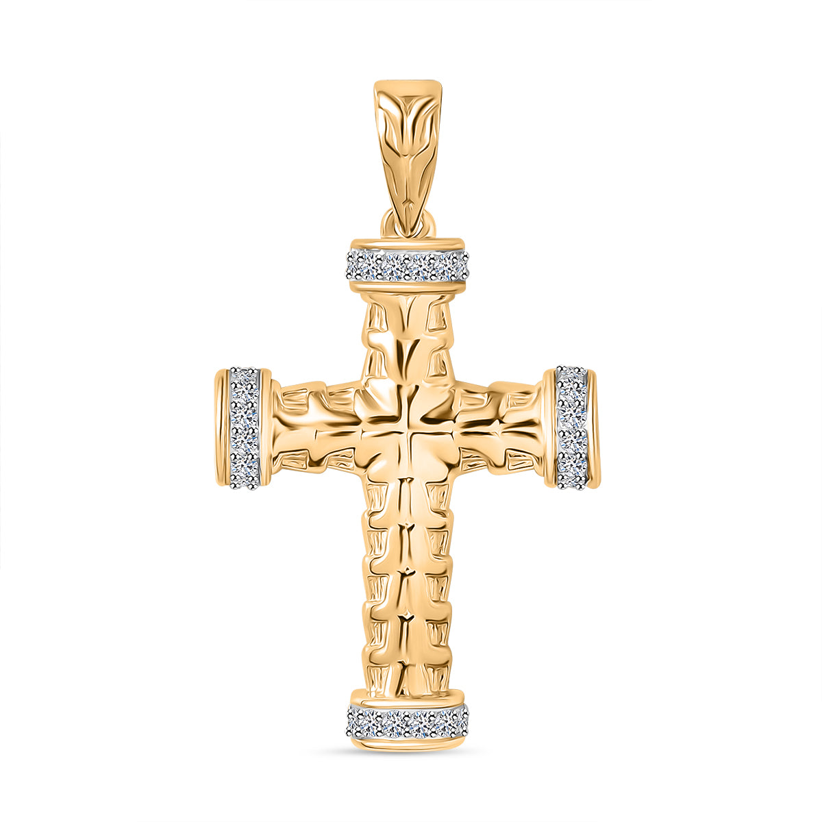 LUXURIANT Lab Grown Diamond Cross Pendant in 18K Vermeil Yellow Gold Plated Sterling Silver 8072154 0