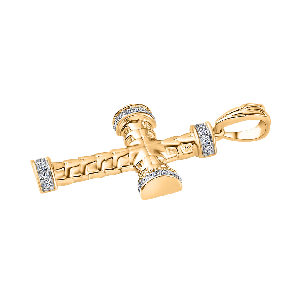 Luxuriant Diamond Lab Grown Diamond (SI-G/H) Cross Pendant in 18K Vermeil Yellow Gold Plated Sterling Silver_8072154_3