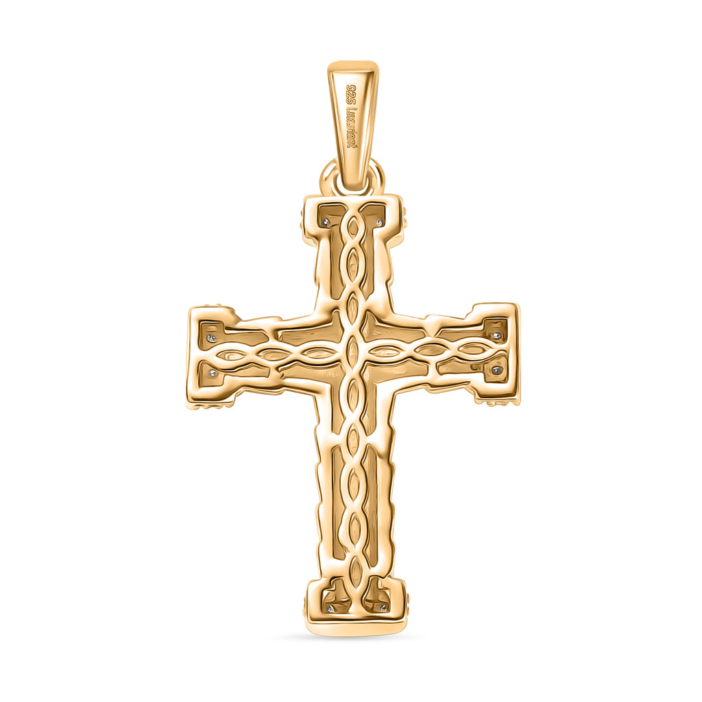 Luxuriant Diamond Lab Grown Diamond (SI-G/H) Cross Pendant in 18K Vermeil Yellow Gold Plated Sterling Silver_8072154_4