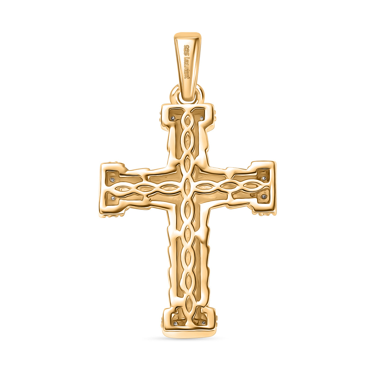 LUXURIANT Lab Grown Diamond Cross Pendant in 18K Vermeil Yellow Gold Plated Sterling Silver 8072154 5