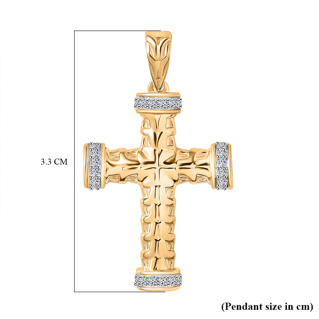 Luxuriant Diamond Lab Grown Diamond (SI-G/H) Cross Pendant in 18K Vermeil Yellow Gold Plated Sterling Silver_8072154_5