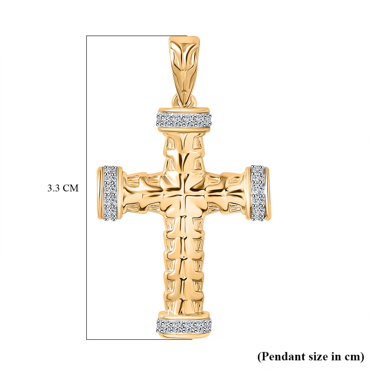 LUXURIANT Lab Grown Diamond Cross Pendant in 18K Vermeil Yellow Gold Plated Sterling Silver 8072154 6