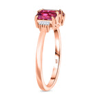 Natural Radiant Ember Garnet & White Diamond Ring in 18K Vermeil Rose Gold Plated Sterling Silver 2.18 Ct._8074647_3