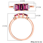 Natural Radiant Ember Garnet & White Diamond Ring in 18K Vermeil Rose Gold Plated Sterling Silver 2.18 Ct._8074647_5