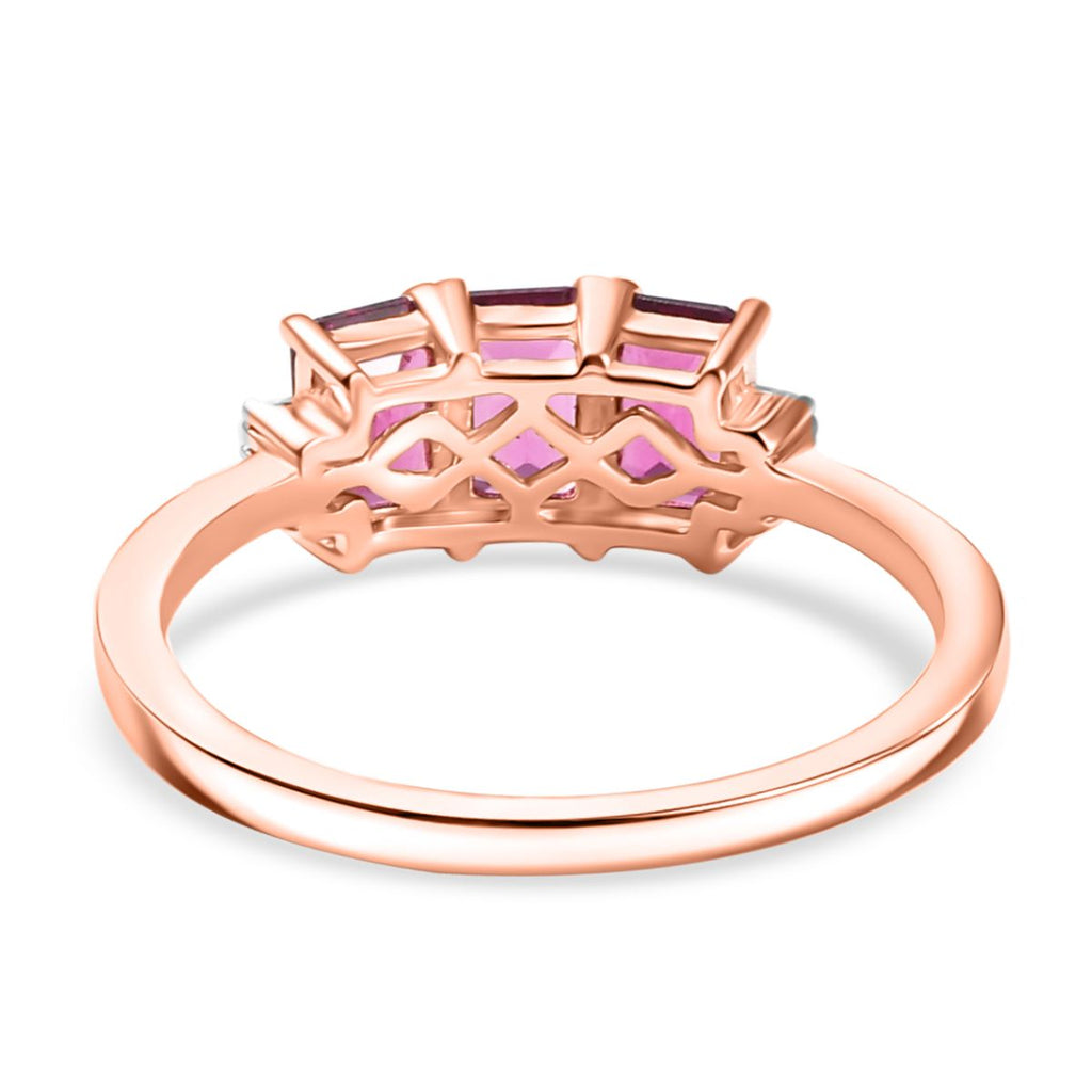 Natural Radiant Ember Garnet & White Diamond Ring in 18K Vermeil Rose Gold Plated Sterling Silver 2.18 Ct._8074648_4