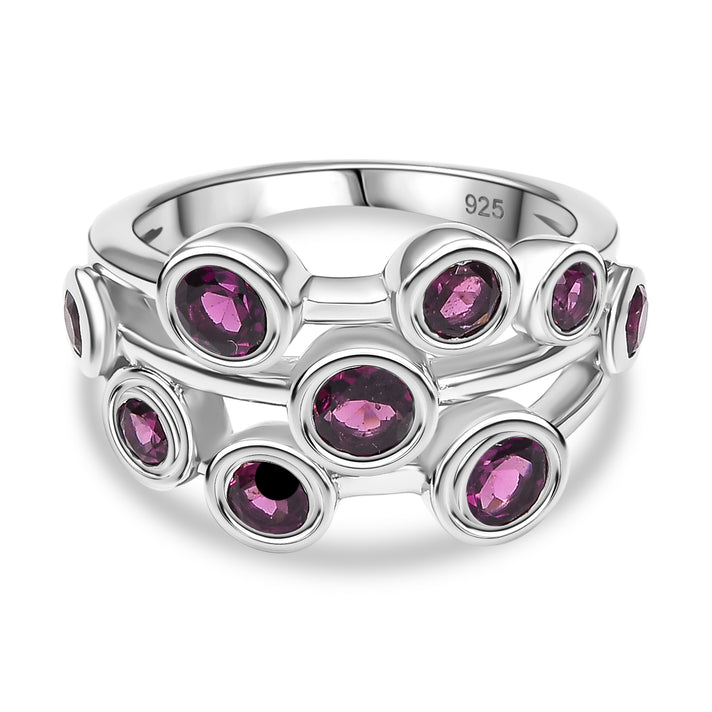 Radiant Ember Garnet Bubble Ring in Rhodium Overlay Sterling Silver 2.18 Ct. 8074663 1