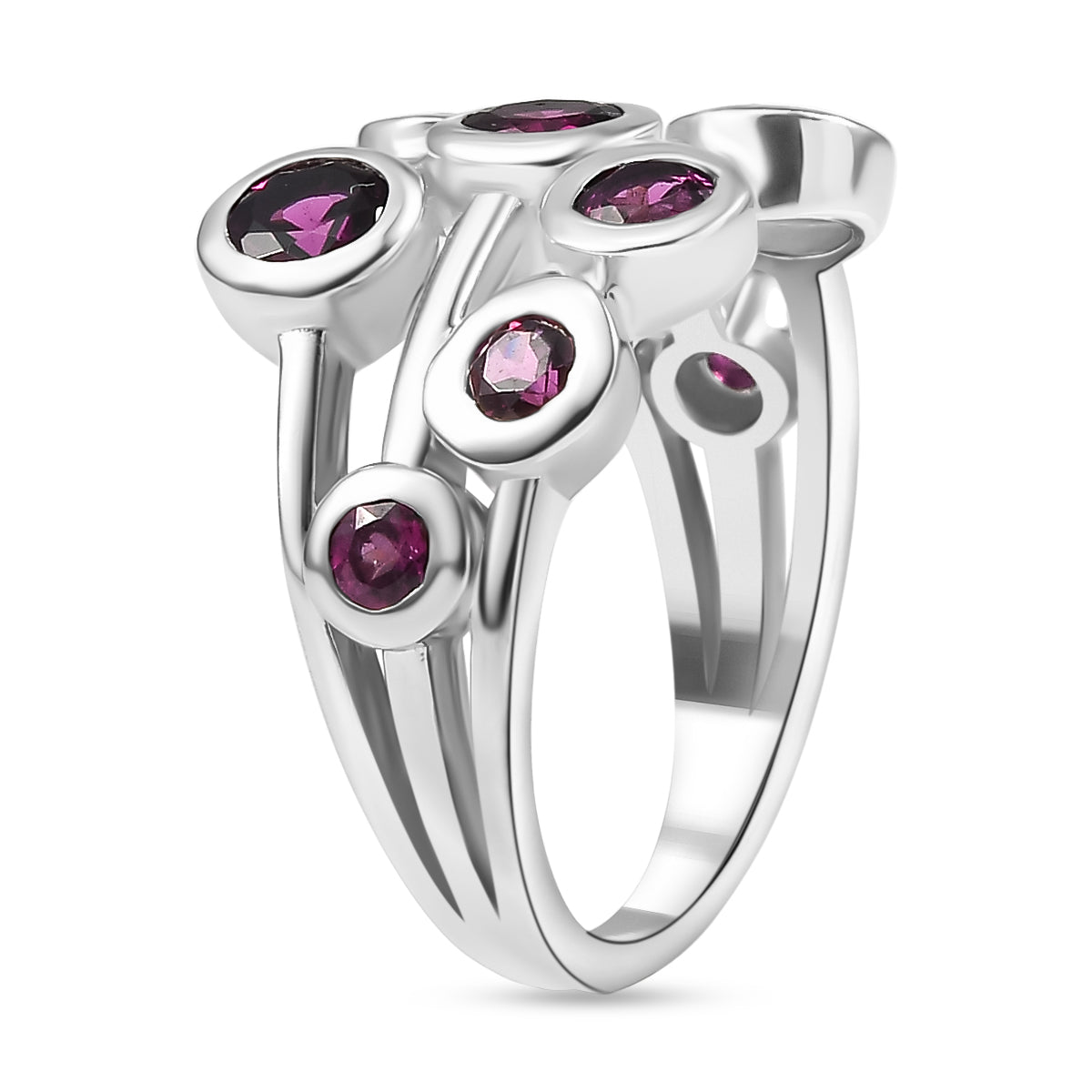 Radiant Ember Garnet Bubble Ring in Rhodium Overlay Sterling Silver 2.18 Ct. V32521713 4