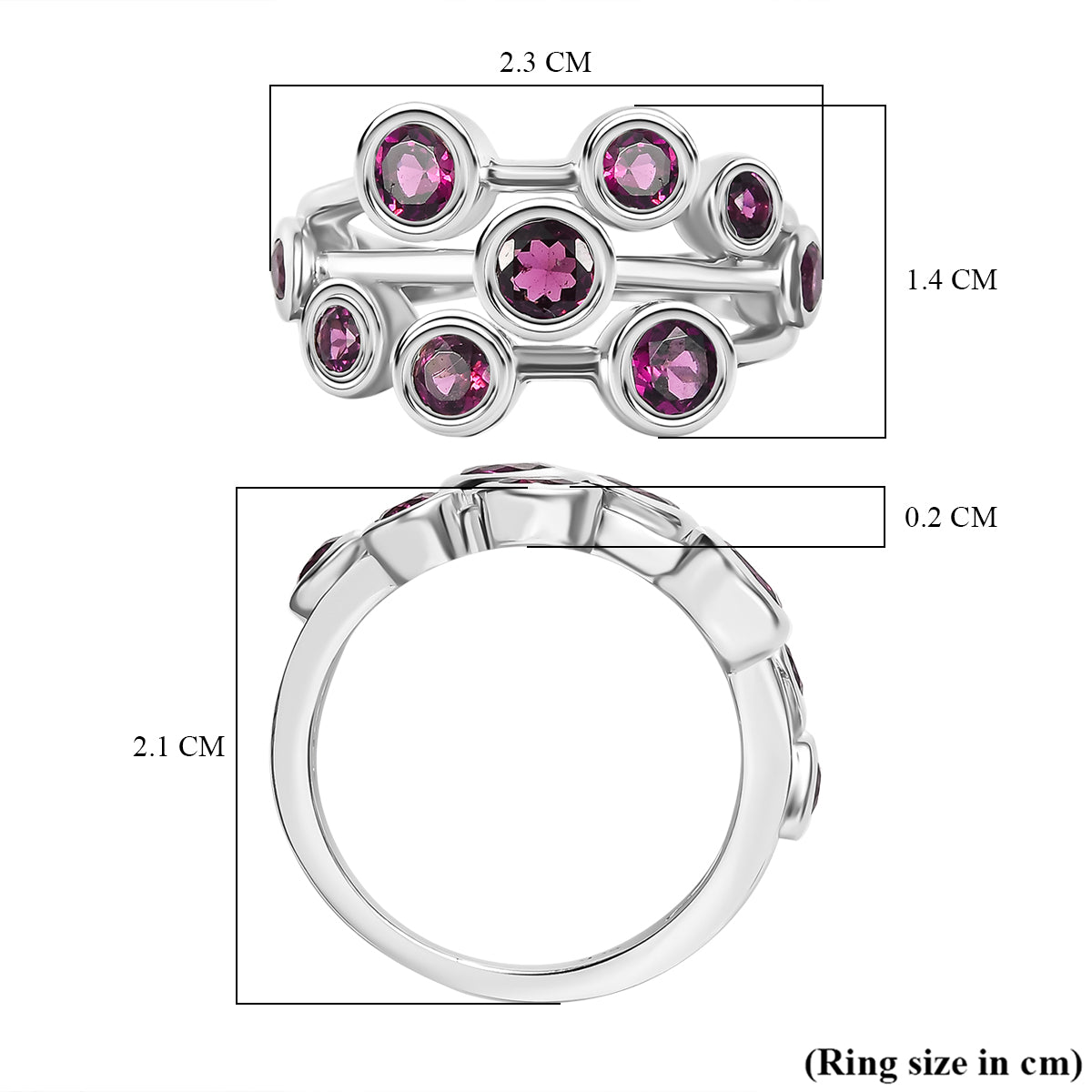 Radiant Ember Garnet Bubble Ring in Rhodium Overlay Sterling Silver 2.18 Ct. V32521713 6