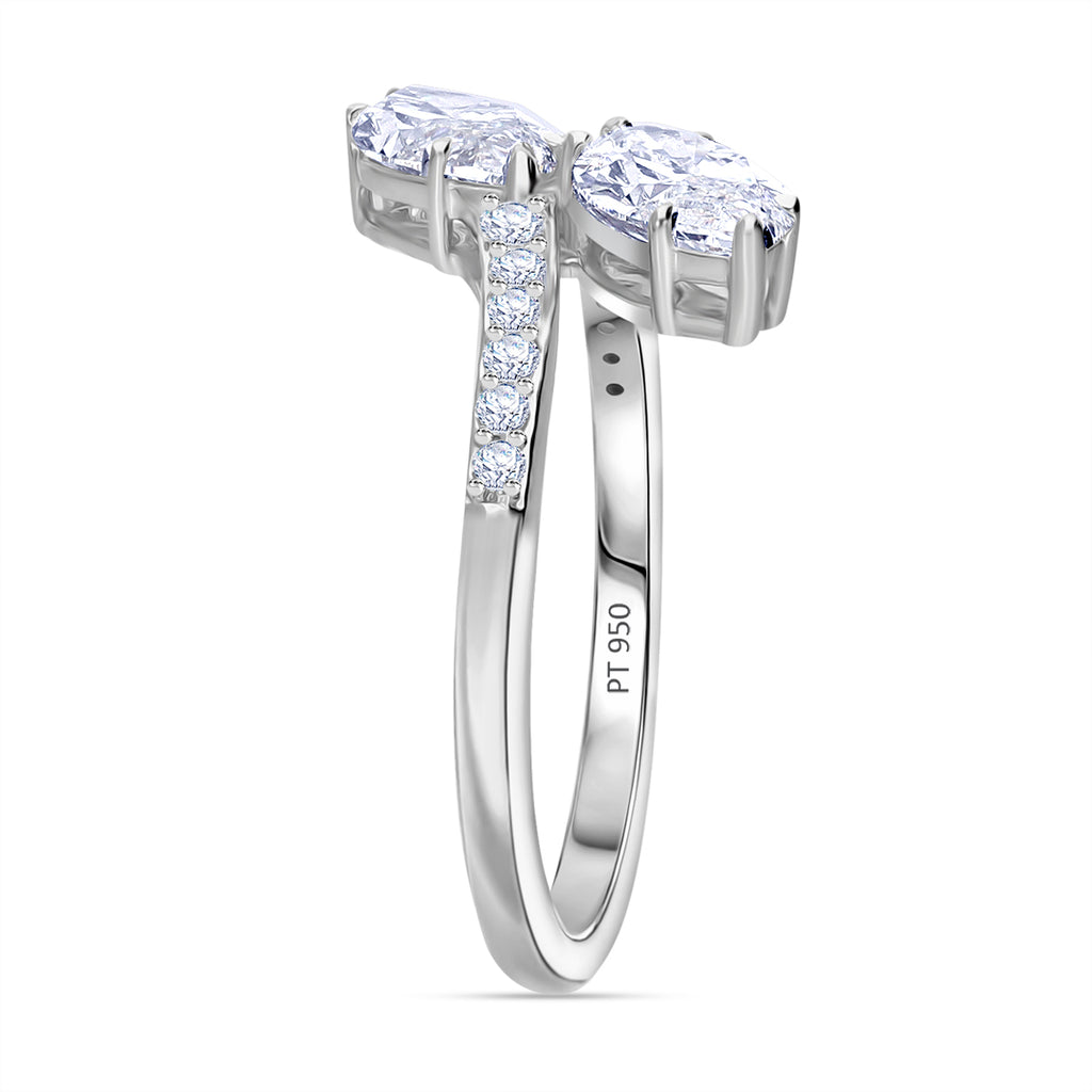 Luxuriant 950 Platinum IGI Certified (VS/E-F) Lab Grown Diamond Bypass Ring 2.17 Ct._8075146_3