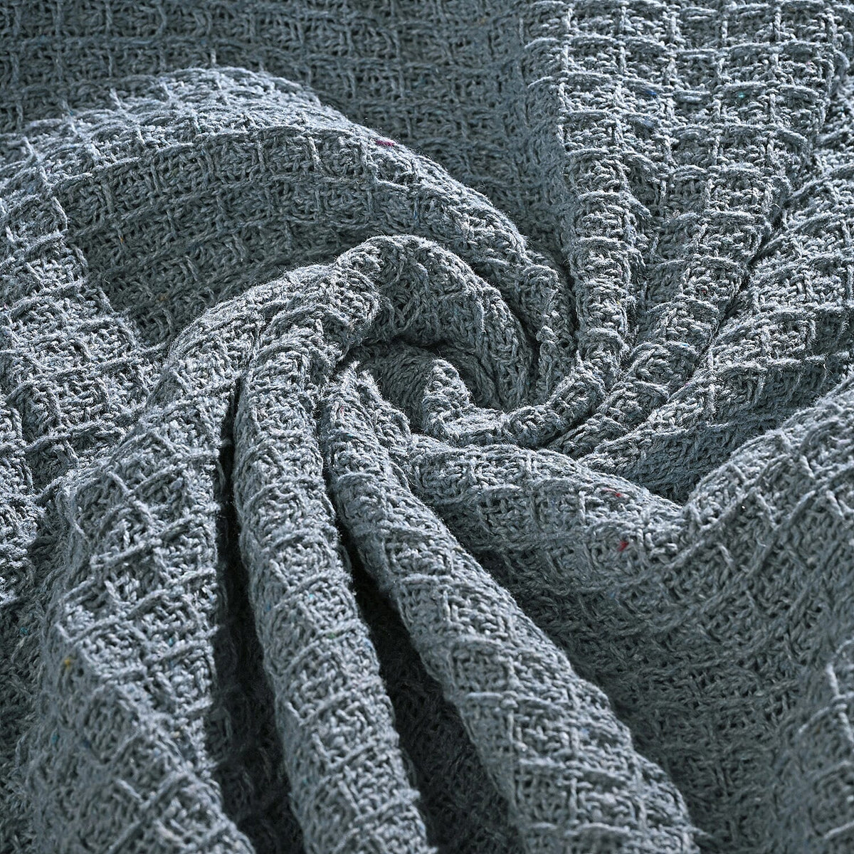 Home Smart 100% Cotton Waffle Throw Blanket with Fringes (180x130 cm) - Grey 8076553 6