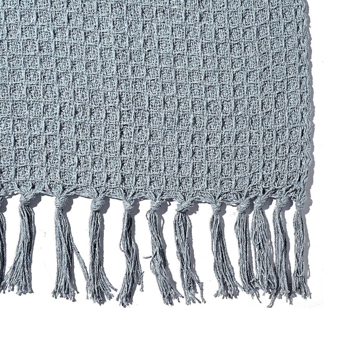 Home Smart 100% Cotton Waffle Throw Blanket with Fringes (180x130 cm) - Grey 8076553 7