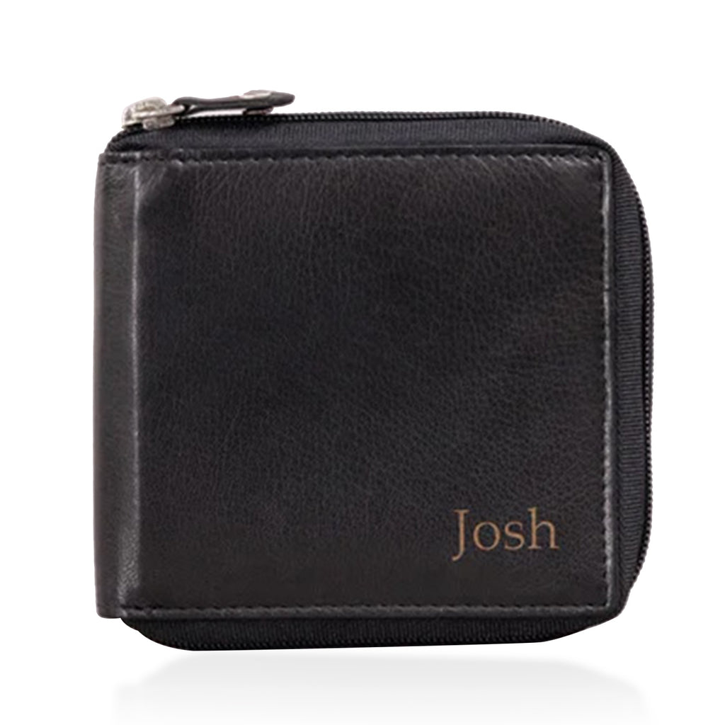 Genuine Leather RFID Wallet with Protective Zipper - Black_8077114