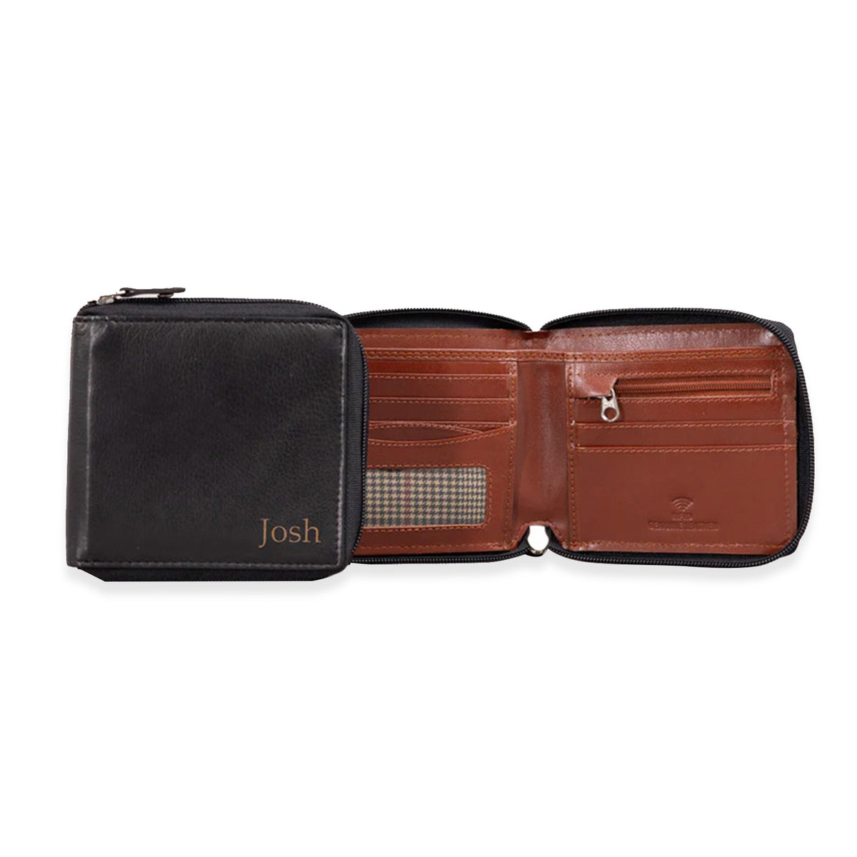 Genuine Leather RFID Wallet with Protective Zipper - Black V32521275 1