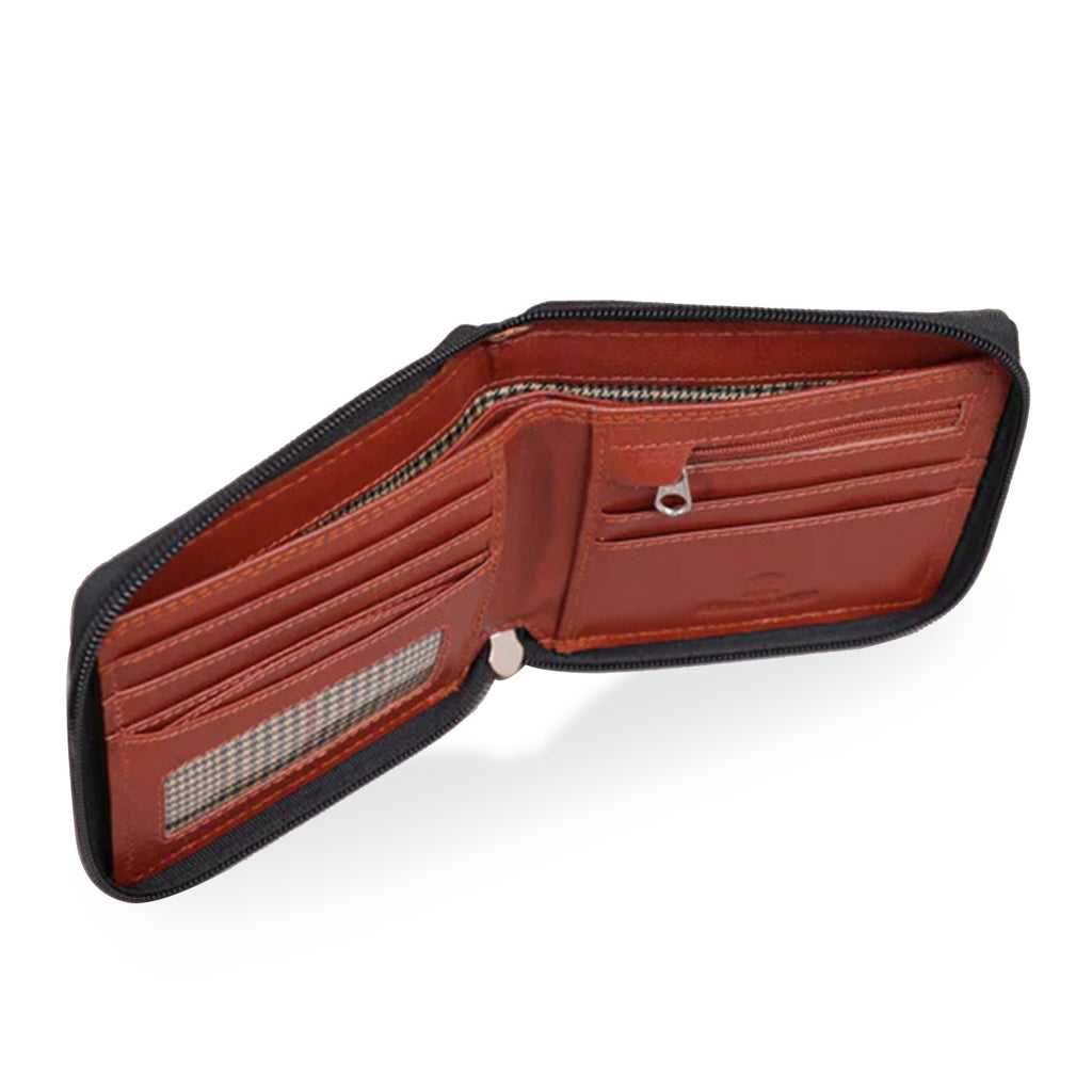 Genuine Leather RFID Wallet with Protective Zipper - Black_8077114_3
