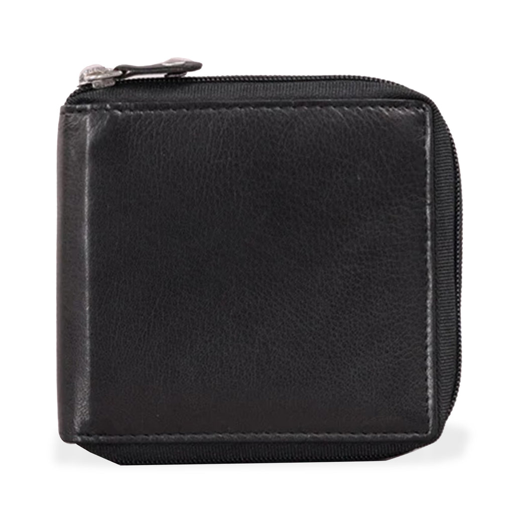 Genuine Leather RFID Wallet with Protective Zipper - Black_8077114_6