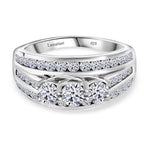 Luxuriant Diamond Lab Grown Diamond (SI-G/H) Trilogy Ring in Rhodium Overlay Sterling Silver 1.25 Ct._8077231
