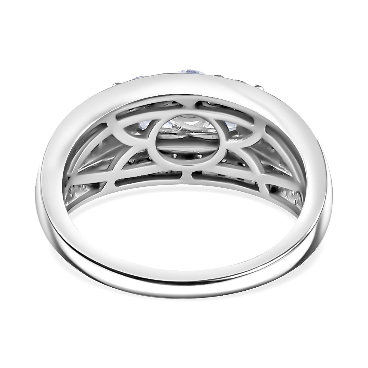 LUXURIANT 1.25 Ct. Lab Grown Diamond Trilogy Ring in Rhodium Overlay Sterling Silver (SI G/H) 8077231 5