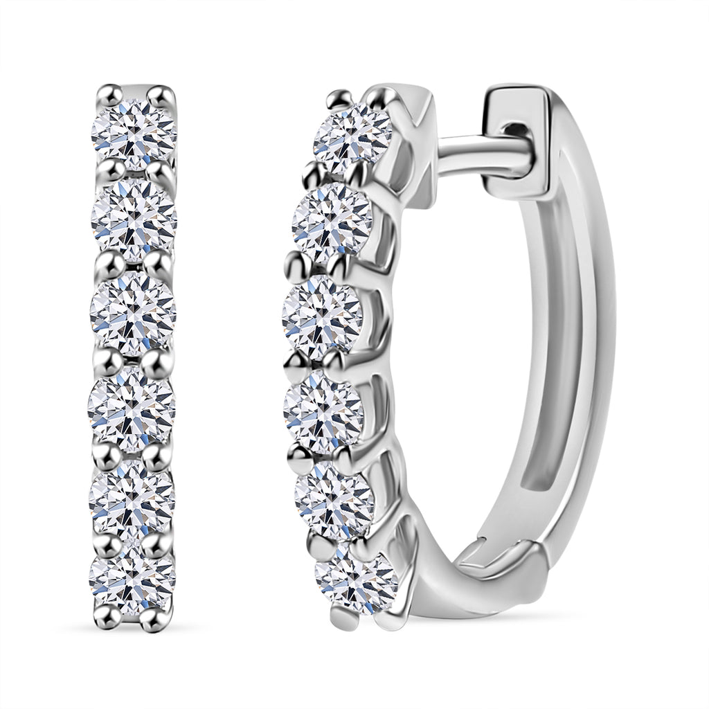 Luxuriant Lab Grown Diamond (SI/GH) Hoop Earrings in Rhodium Overlay Sterling Silver 0.50 Ct._8077495