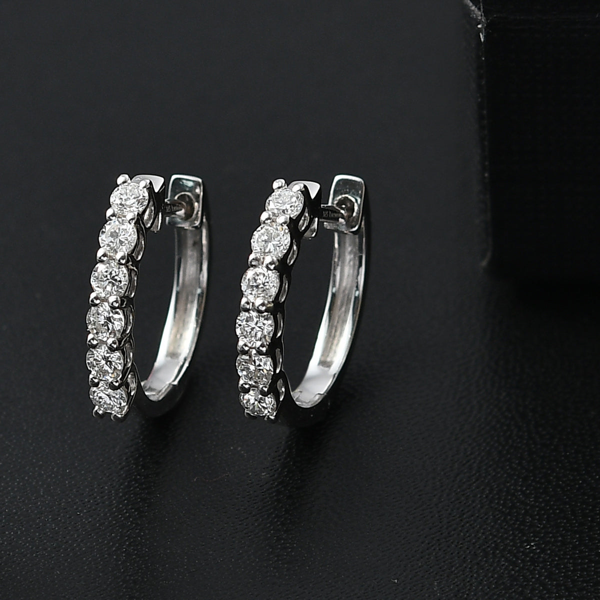 LUXURIANT Lab Grown Diamond (SI G/H) Hoop Earrings in Rhodium Overlay Sterling Silver 0.50 Ct. 8077495 2