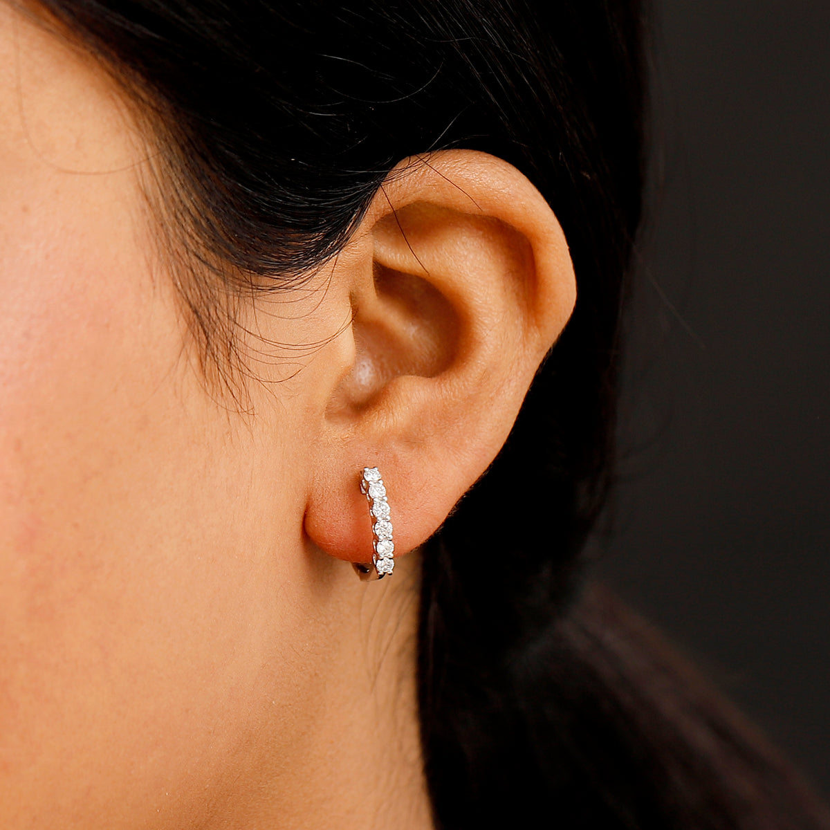 LUXURIANT Lab Grown Diamond (SI G/H) Hoop Earrings in Rhodium Overlay Sterling Silver 0.50 Ct. 8077495 3