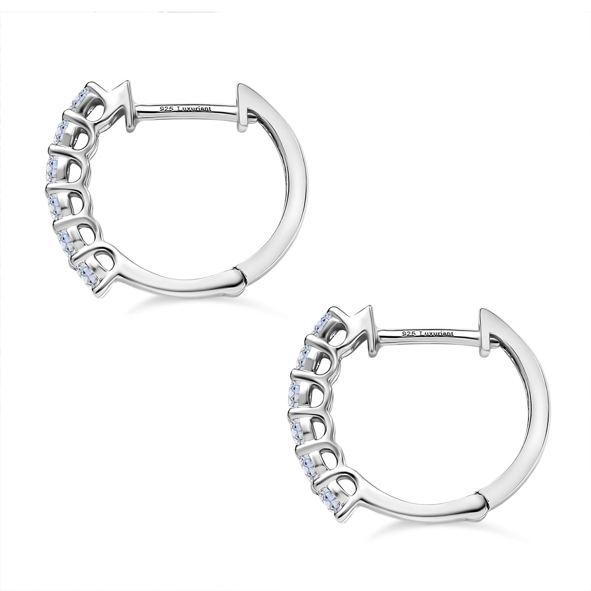 LUXURIANT Lab Grown Diamond (SI G/H) Hoop Earrings in Rhodium Overlay Sterling Silver 0.50 Ct. 8077495 4