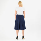 Anonymous A-Line Midi Skirt with Gold Button Detail (Size 20) - Navy_8079705_2