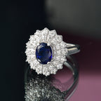 Natural Kashmir Kyanite & White Zircon Halo Ring in Rhodium Overlay Sterling Silver 2.62 Ct._8080458_1