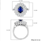 Natural Kashmir Kyanite & White Zircon Halo Ring in Rhodium Overlay Sterling Silver 2.62 Ct._8080458_5