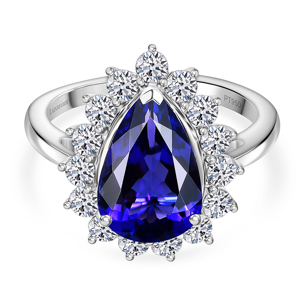 LUXURIANT 950 Platinum AAAA Tanzanite and Lab Grown Diamond (VS-E/F) Solitaire Ring 4.71 Ct. Platinum Wt. 5.40 Gms. 8082681 0
