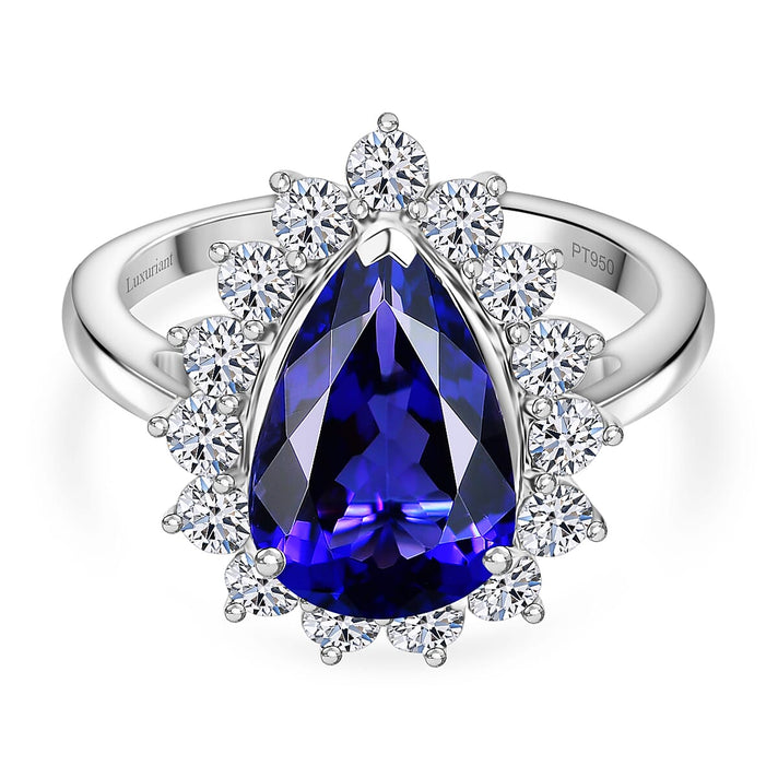 LUXURIANT 950 Platinum AAAA Tanzanite and Lab Grown Diamond (VS-E/F) Solitaire Ring 4.71 Ct. Platinum Wt. 5.40 Gms. 8082681 1
