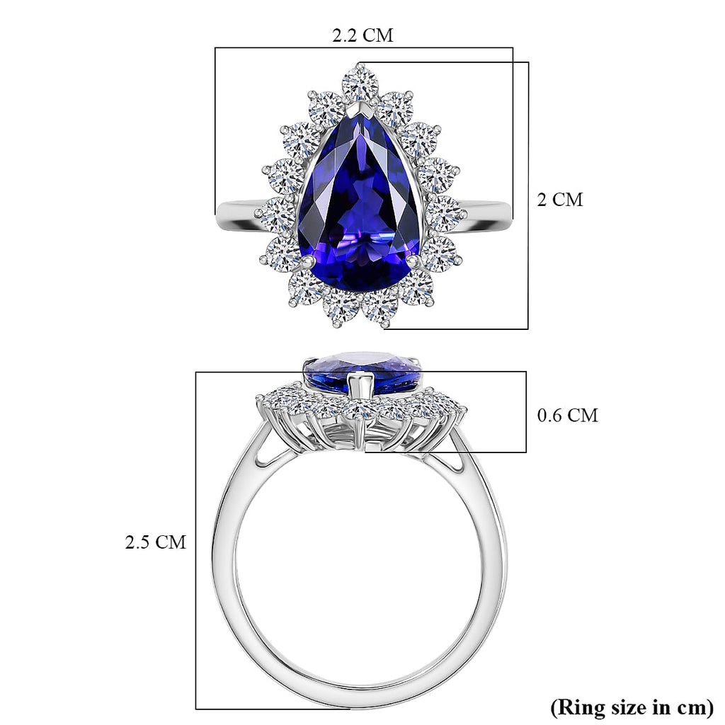 950 Platinum AAAA Tanzanite & Lab Grown Diamond (VS-EF) Solitaire Ring 4.81 Ct, Platinum Wt. 5.40 Gms.