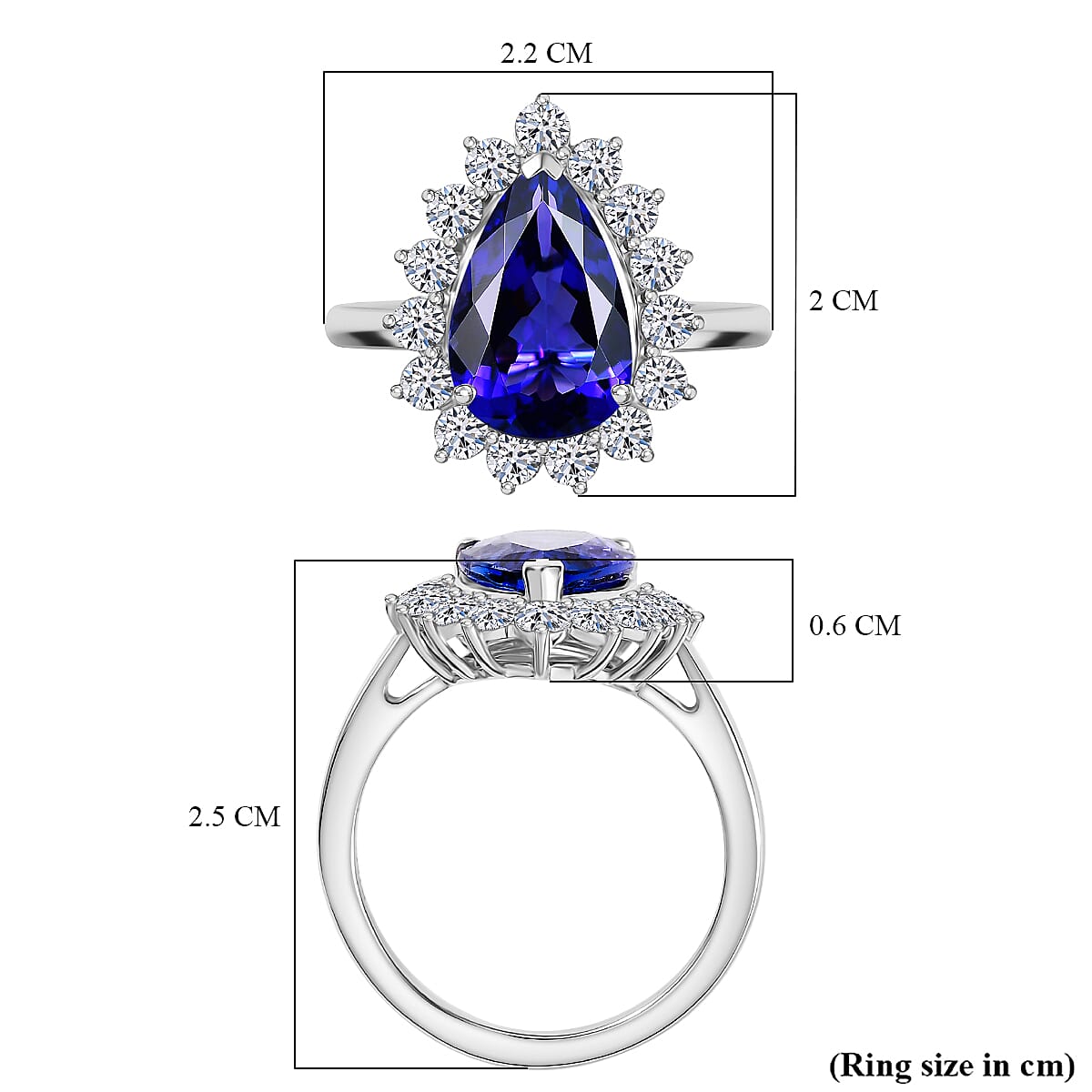 LUXURIANT 950 Platinum AAAA Tanzanite and Lab Grown Diamond (VS-E/F) Solitaire Ring 4.71 Ct. Platinum Wt. 5.40 Gms. 8082681 6