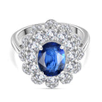 Natural Kashmir Kyanite & White Zircon Cluster Ring in Rhodium Overlay Sterling Silver 3.77 Ct._8083196
