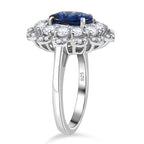 Natural Kashmir Kyanite & White Zircon Cluster Ring in Rhodium Overlay Sterling Silver 3.77 Ct._8083196_3