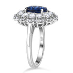 Natural Kashmir Kyanite & White Zircon Cluster Ring in Rhodium Overlay Sterling Silver 3.77 Ct._8083198_3
