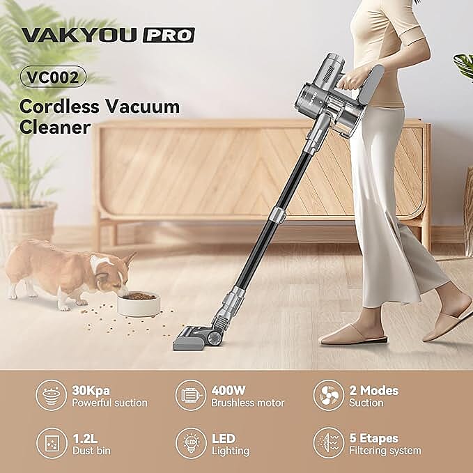 VAKYOU PRO Cordless Vacuum Cleaner, 33Kpa Brushless Motor Stick Vacuum with LED Screen 8083298 0