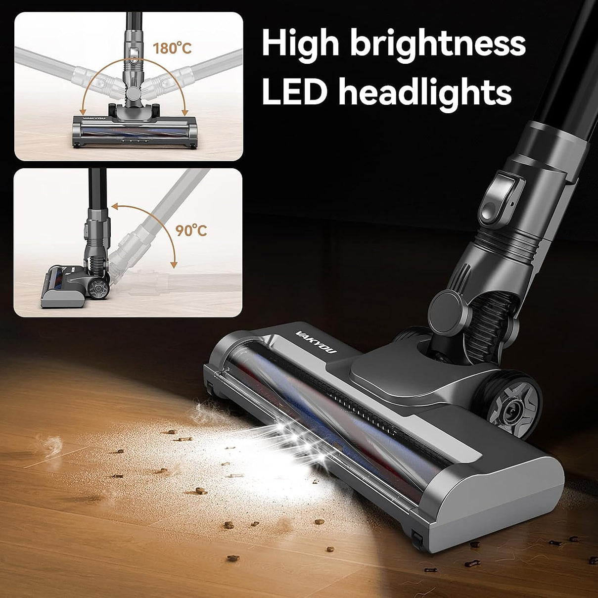 VAKYOU PRO Cordless Vacuum Cleaner, 33Kpa Brushless Motor Stick Vacuum with LED Screen 8083298 5